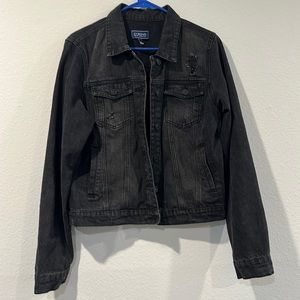 Black distressed jean jacket